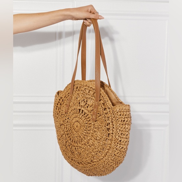 Boho Vibes Black Sun Straw Beach Bag - Picture 7 of 8